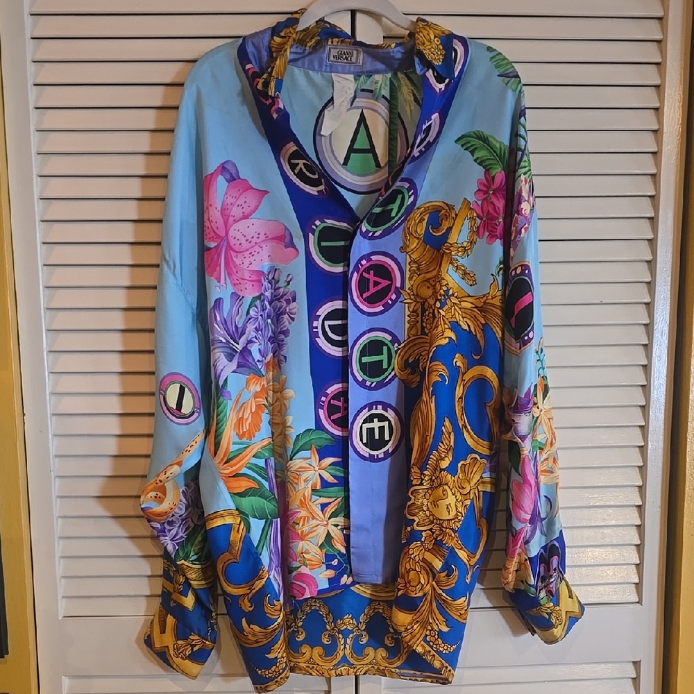 Authentic Versace Miami, Florida Floral and Chain Print Shirt